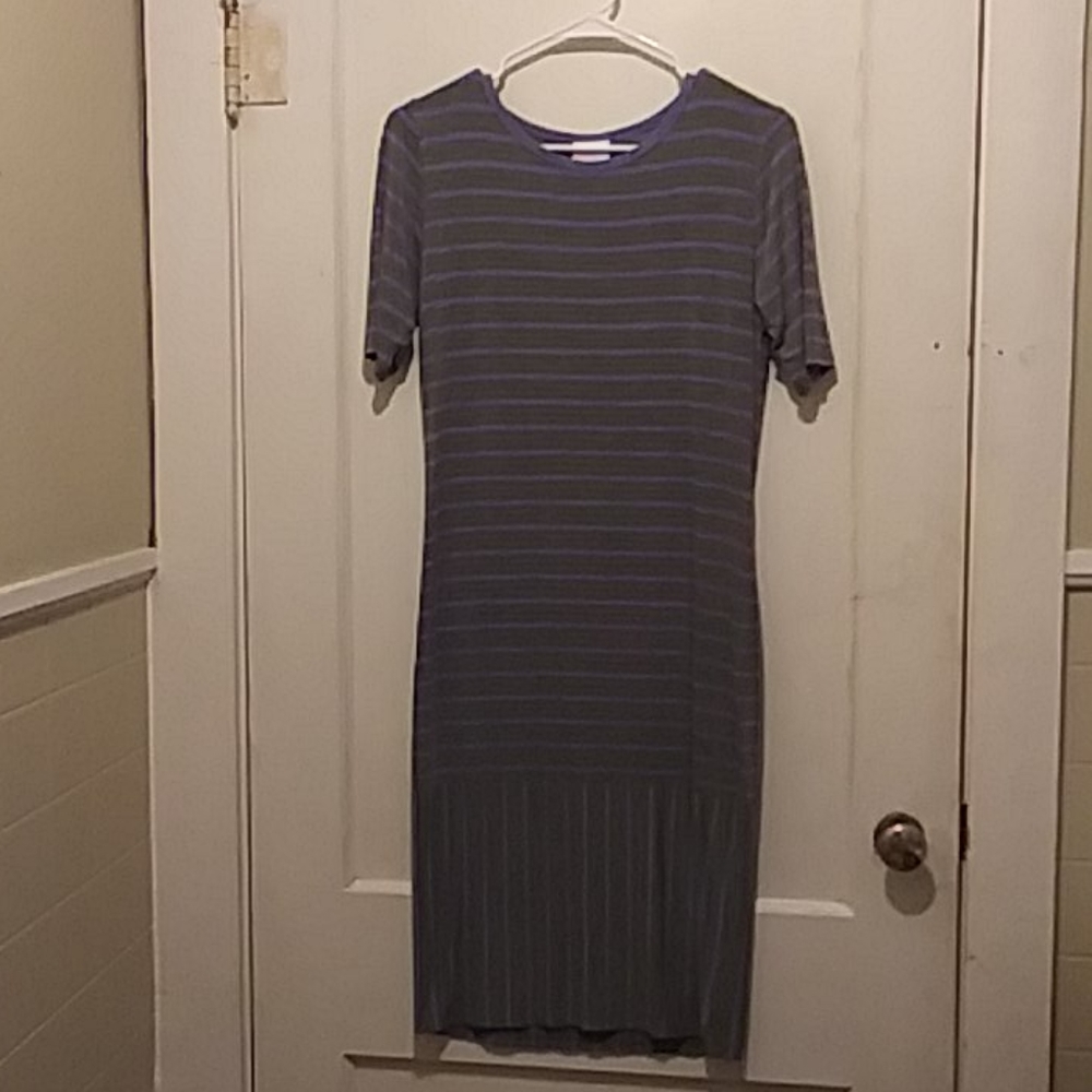 Grey and purple stripe LulaRoe dress